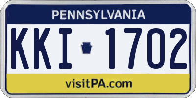 PA license plate KKI1702