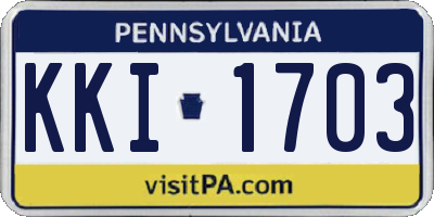 PA license plate KKI1703