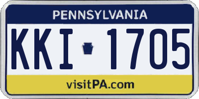 PA license plate KKI1705