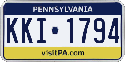 PA license plate KKI1794