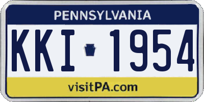 PA license plate KKI1954