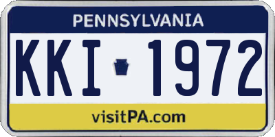 PA license plate KKI1972