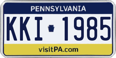 PA license plate KKI1985