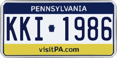 PA license plate KKI1986