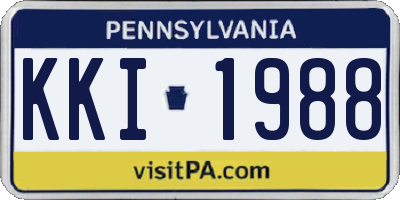 PA license plate KKI1988