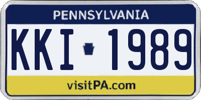 PA license plate KKI1989