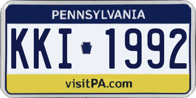 PA license plate KKI1992