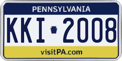PA license plate KKI2008