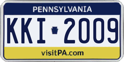 PA license plate KKI2009