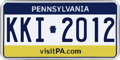 PA license plate KKI2012