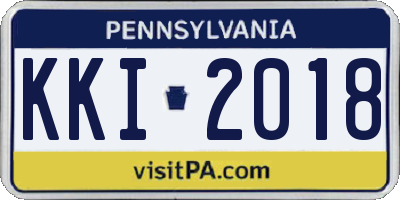 PA license plate KKI2018