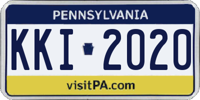 PA license plate KKI2020