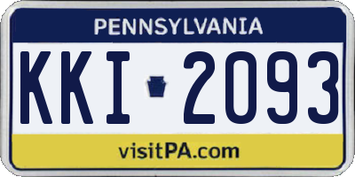 PA license plate KKI2093