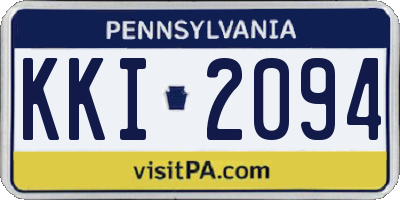 PA license plate KKI2094