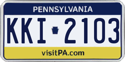 PA license plate KKI2103