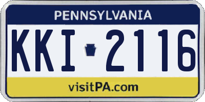 PA license plate KKI2116