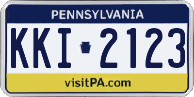 PA license plate KKI2123