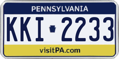 PA license plate KKI2233