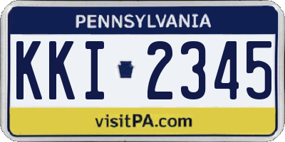 PA license plate KKI2345