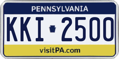 PA license plate KKI2500
