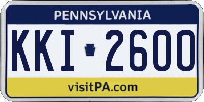 PA license plate KKI2600