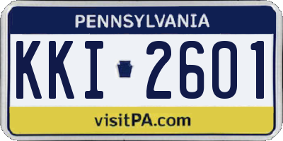 PA license plate KKI2601