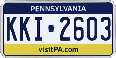 PA license plate KKI2603