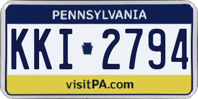 PA license plate KKI2794