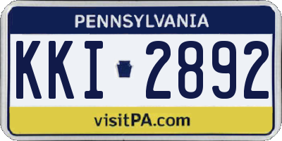 PA license plate KKI2892