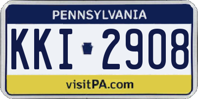 PA license plate KKI2908