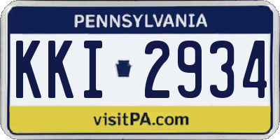 PA license plate KKI2934