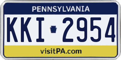 PA license plate KKI2954