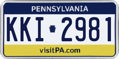 PA license plate KKI2981