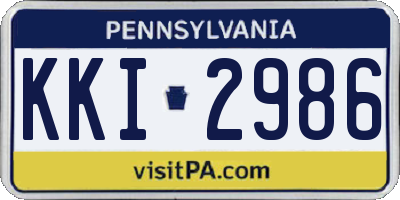 PA license plate KKI2986