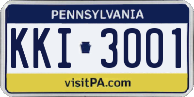 PA license plate KKI3001