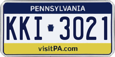 PA license plate KKI3021