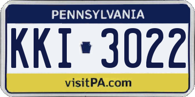 PA license plate KKI3022