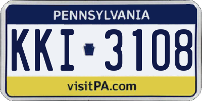 PA license plate KKI3108