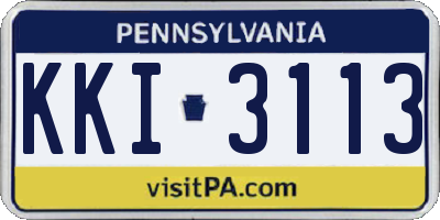 PA license plate KKI3113