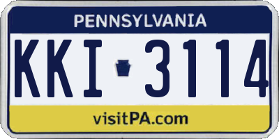 PA license plate KKI3114
