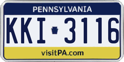 PA license plate KKI3116