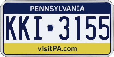 PA license plate KKI3155