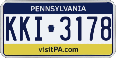 PA license plate KKI3178
