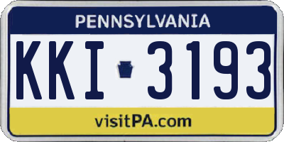PA license plate KKI3193