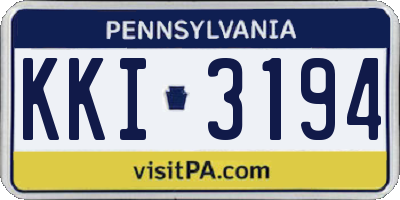 PA license plate KKI3194