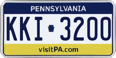 PA license plate KKI3200
