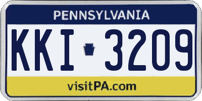 PA license plate KKI3209
