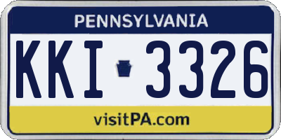 PA license plate KKI3326