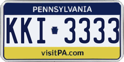PA license plate KKI3333
