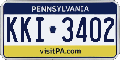 PA license plate KKI3402